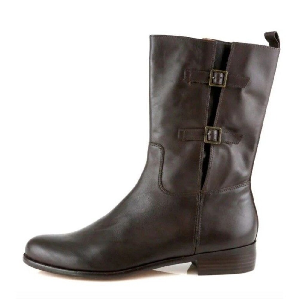 Corso Como Shepparton Woman's Coffee Brown Buckle Zipper Leather Boots Size 8 M
